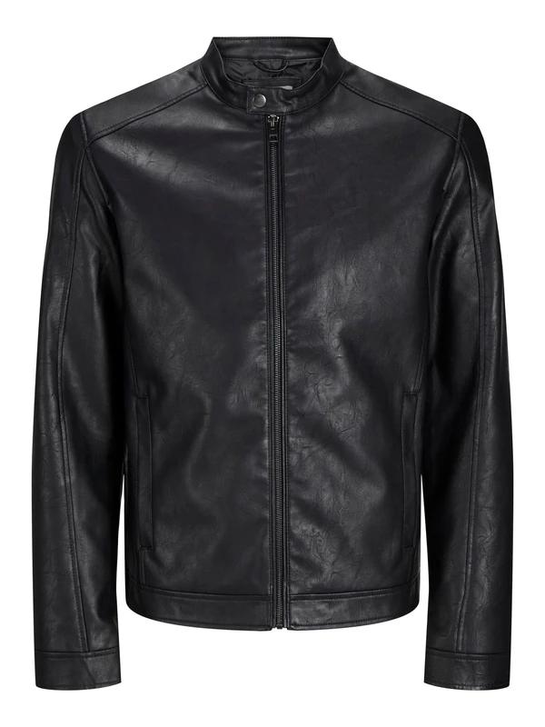 JACK&JONES PLUS Men's JJEDYLAN CLEAN PU Jacket PLS Leather Jacket, Black, 4XL, black, XXXXL