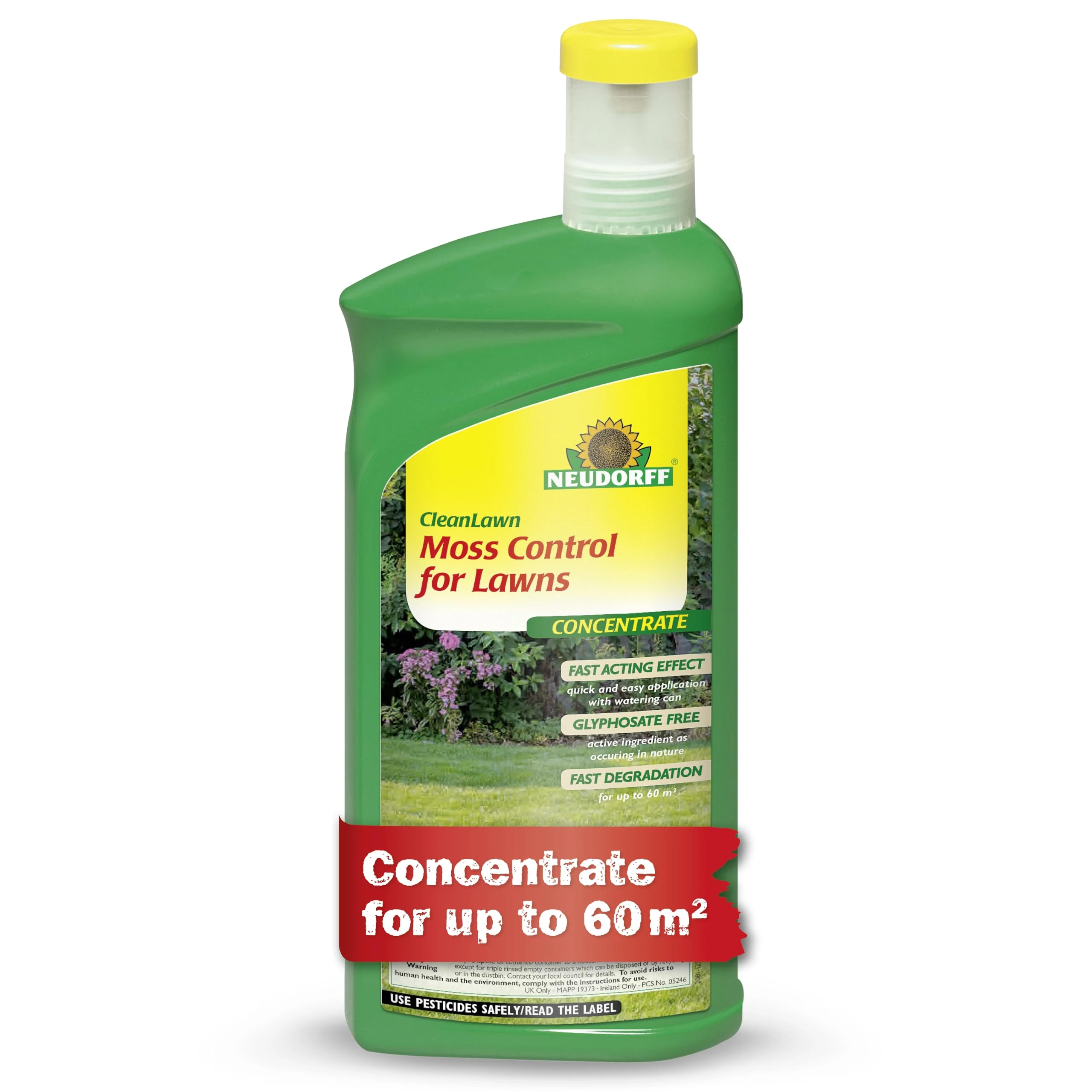 Neudorff CleanLawn Moss Control for Lawns Concentrate – Effective Moss Control for Lawns with fast visible results. Concentrate for up to 60 m², 1 litre