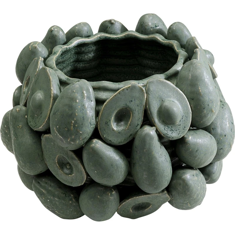 Kare Design Vase Avocados, Green, Hand-Painted, Unique, Small Vase, Decorative Vase, Table Vase, Flower Vase for Living Room, for Shelves, Accessories, 23 x 32 x 32 cm (H x W x D)