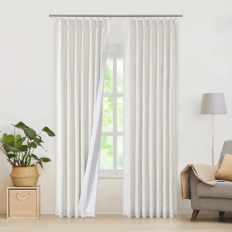 WEST LAKE Extra Long 9 ft Bailey Linen Pinch Pleat Full Blackout Curtains