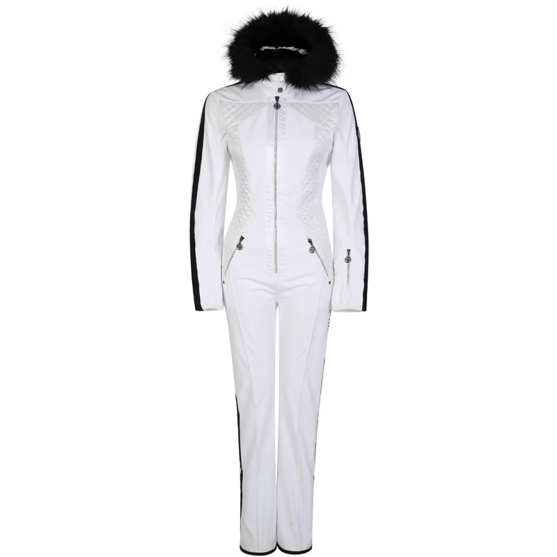 Dare 2b Womens Supremacy Snowsuit in Lightweight Softshell Stretchable Fabric | Fleece Lined and Padded for Extra Warmth | Ski Pass Zip Pockets, Snow Gaitors and Gusset Zip - Ideal for Winter Outdoor