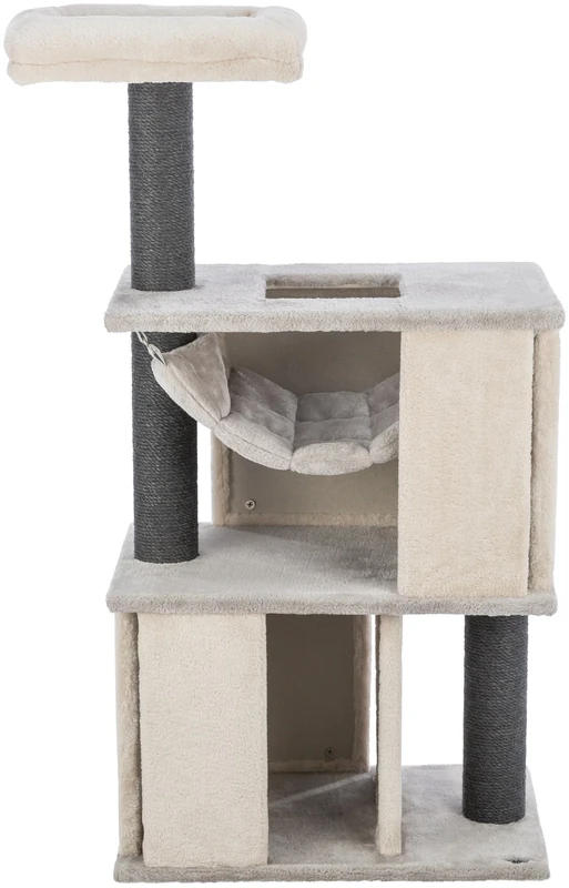 TRIXIE Cat Tree Juliano 45 in Grey – Multi-Level Cat Scratching Post with Sisal Column, Hammock, Scratching and Play Options – Cozy & Sturdy – 44457