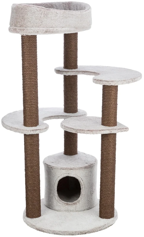 TRIXIE Cat Tree Afonso 53 in Grey/Brown – Multi-Level Cat Scratching Post with Cat Cave & Sisal Scratching Options – Cosy & Sturdy – 44456