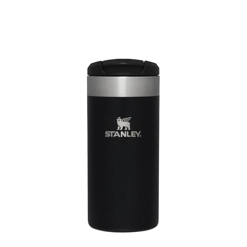 STANLEY 1913 Aerolight Transit Travel Mug 0.35L - Keeps 4 Hours Hot - 6 Hours Cold - Dishwasher Safe - Leakproof - Car Cup Holder Compatible - Insulated Coffee Cup - Black Metallic