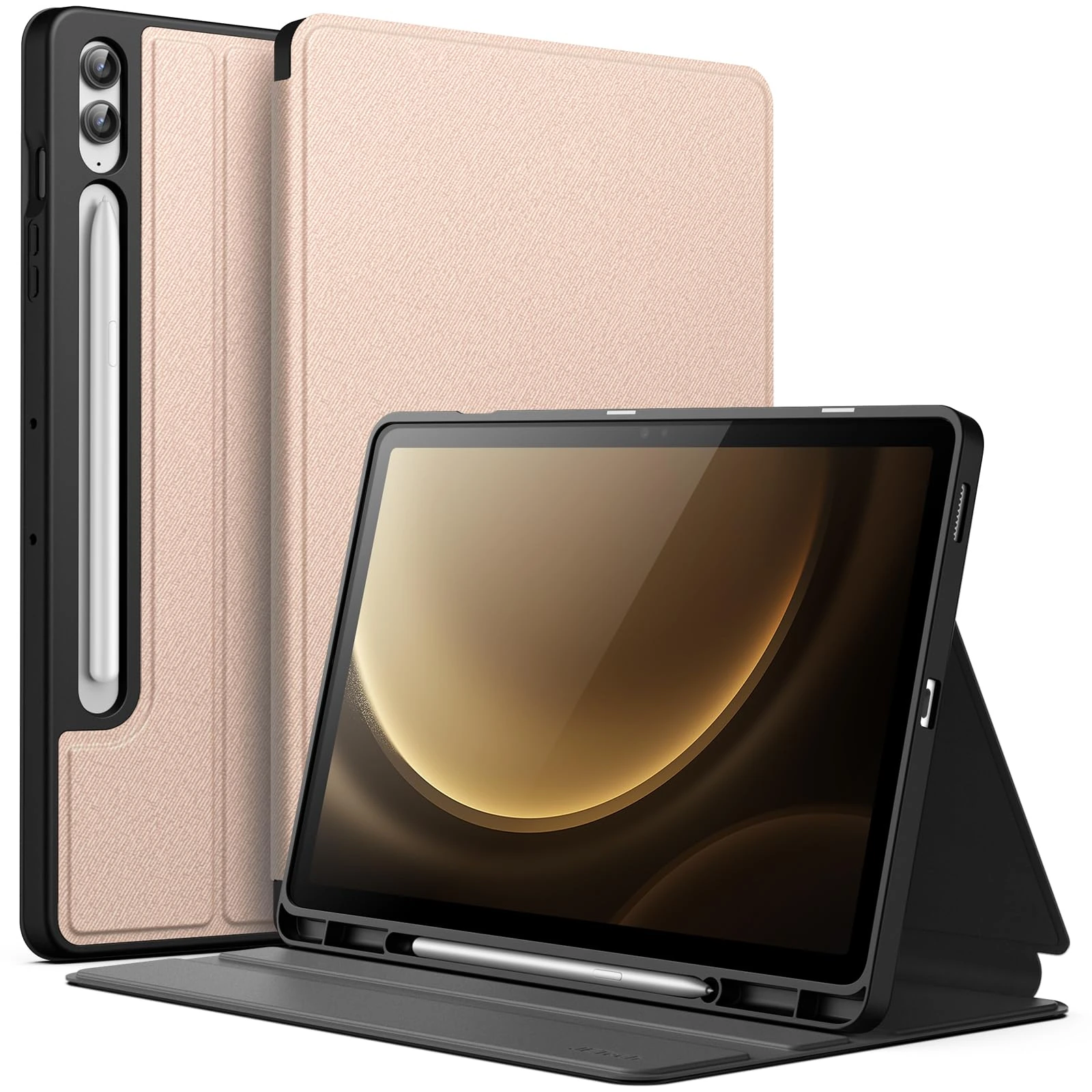 JETech Case for Samsung Galaxy Tab S9 FE+ / S9 FE Plus 12.4-Inch with S Pen Holder, Slim Folio Stand Protective Tablet Cover, Multi-Angle Viewing (Rose Gold)