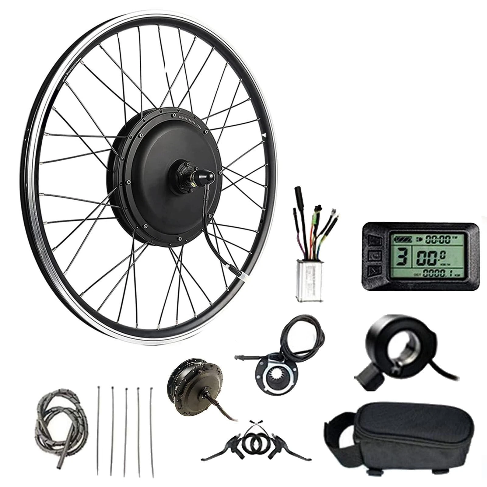 20"/24"/26"/27.5"/28"/29"/700c Front Wheel Motor E-Bike Conversion Kit, 36V/48V Upgraded Brushless Hub Motor for Electric Bicycle with LCD Display