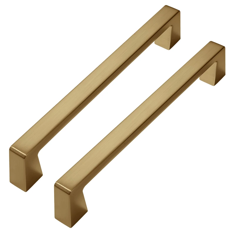 khtumeware 10 Pack Brushed Brass Cabinet Pulls 8 Inch(203mm) Hole Centers,Gold Cabinet Pulls Kitchen Cabinet Hardware for Cupboard Drawer Handles Dresser Pulls