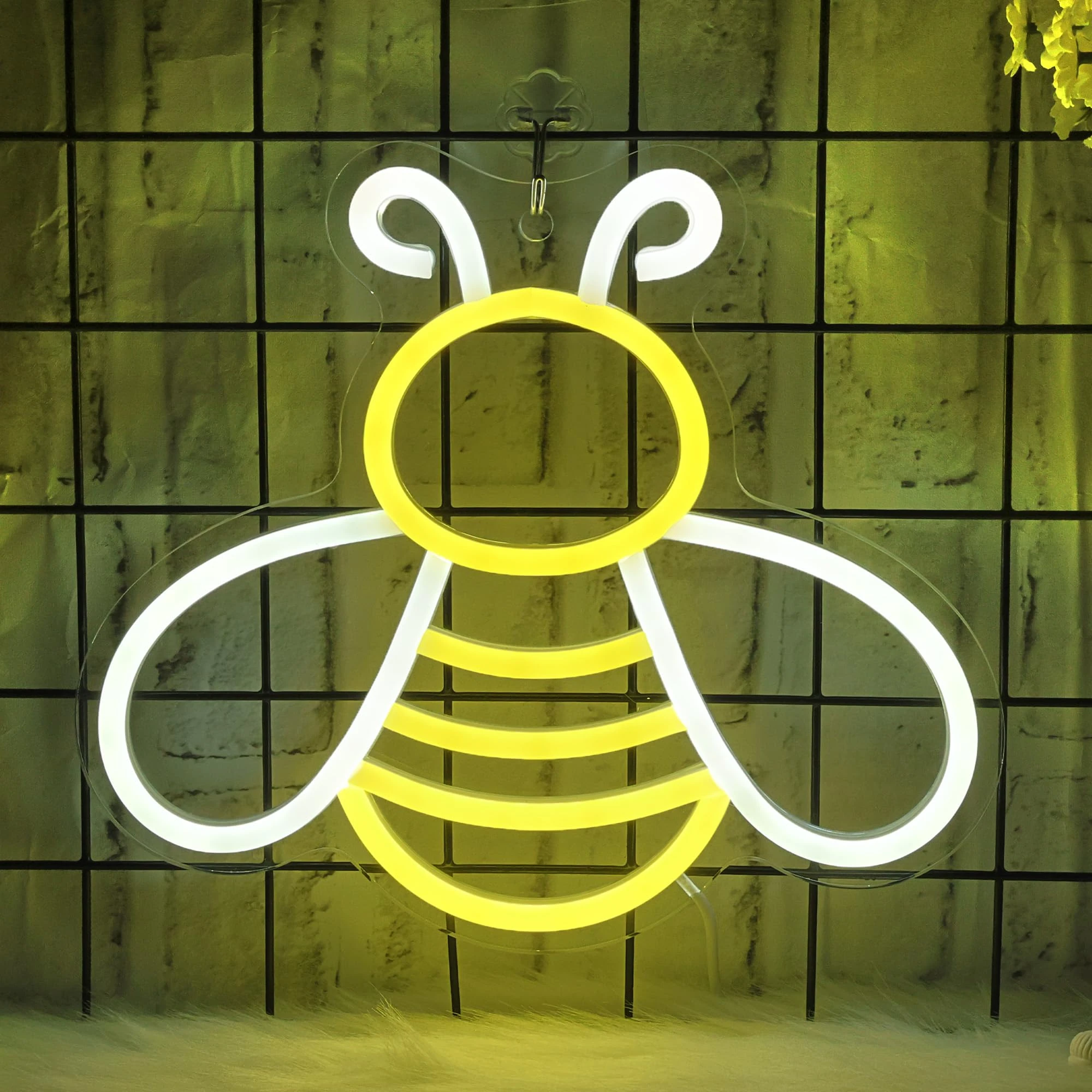 CoolGift Mart Bee Neon Sign - Dimmable Honey Neon Light Wall Decor, Perfect Birthday Party Decorations for Home, Patio, Garden, Bars, Hotels, Stores - Gift for Friends, Family, and Kids