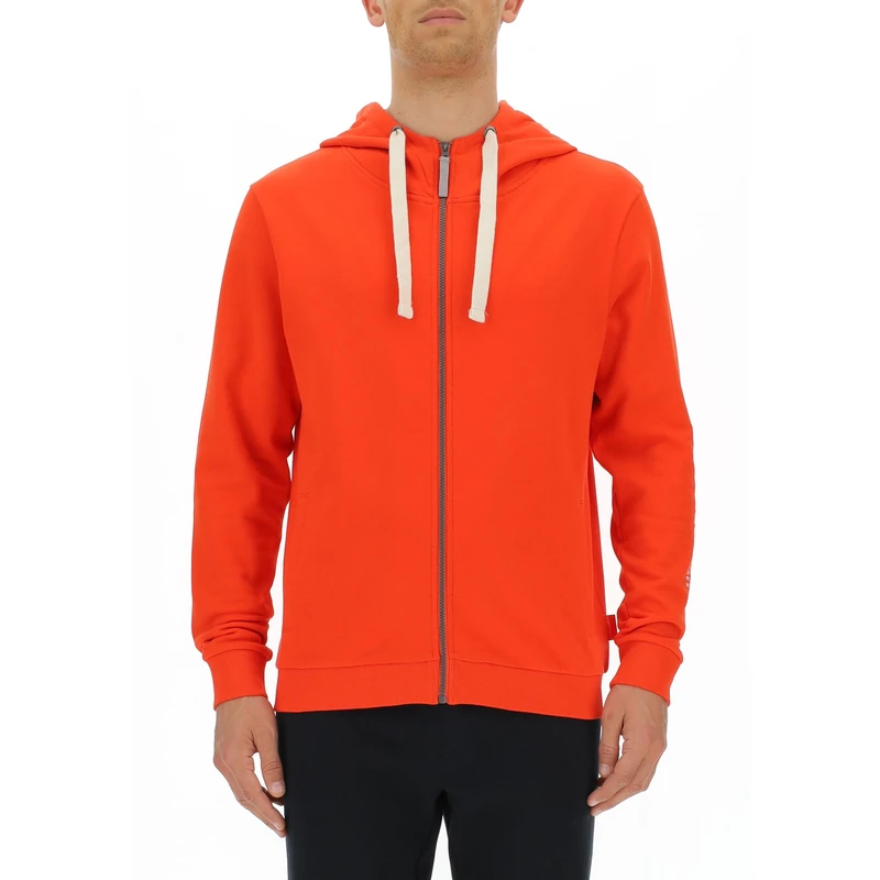 Citroën O102941-R434 HOODED SWEATSHIRT FULL ZIP Vintage Logo Sleeve Print W/Side Pockets C23W Sweatshirt Men's Fiery Red Size L - Image 1