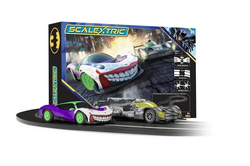 Scalextric Racing Track Sets for Kids - C1438M Batman Vs The Joker - The Battle of Arkham Speed Track - Electric Race Tracks for Boys & Girls 5+, Slot Car Race Tracks - 1:32 Scale Mini Car Racing Sets