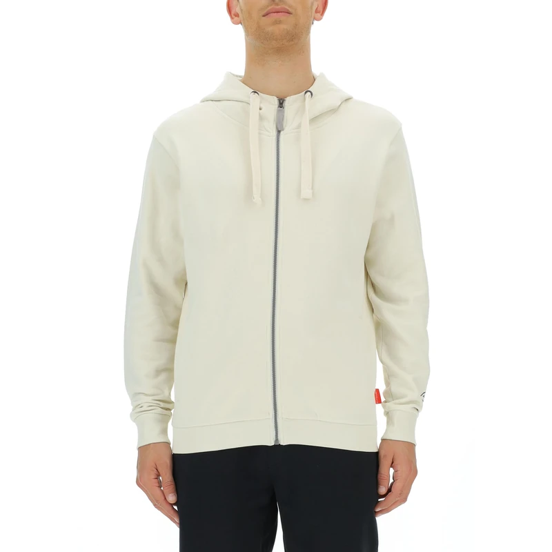 Citroën O102941-W497 HOODED SWEATSHIRT FULL ZIP Vintage Logo Sleeve Print W/Side Pockets C23W Sweatshirt Men's Birch White Size S