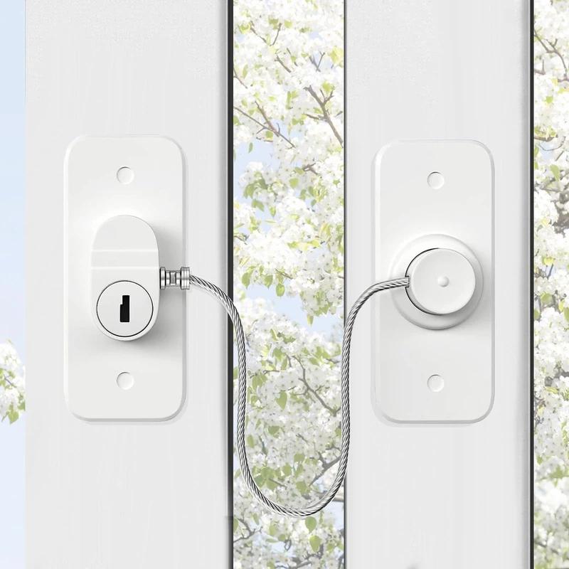 Window Locks for UPVC Windows, 2 Packs Window Safety Locks No Drilling Window Restrictor for UPVC, Window Locks Child Safety with Key, Pet Child Locks Refrigerator Lock for Childproof