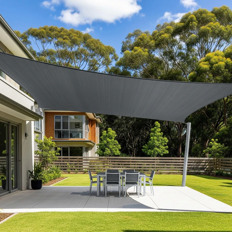 Cool Area Sun Shade Sail 12x16FT Rectangle Shade Canopy Outdoor Shade Cover for Patio Backyard Deck Garden, Dark Grey