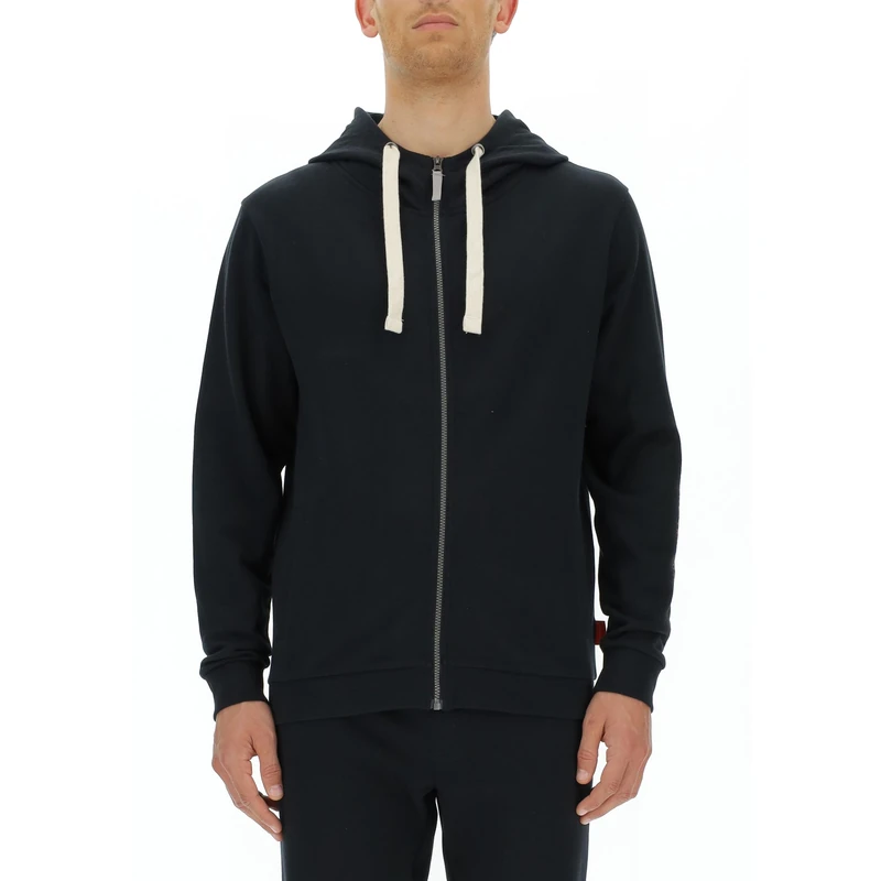 Citroën O102941-B000 HOODED SWEATSHIRT FULL ZIP Vintage Logo Sleeve Print W/Side Pockets C23W Sweatshirt Men's Black Size L