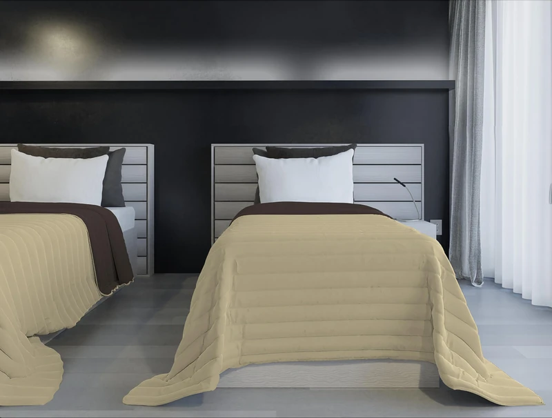 Italian Bed Linen FIRE PROOF SUMMER JACKET TWO-COLORED TAIA, Brown/Cream 170 x 270 cm