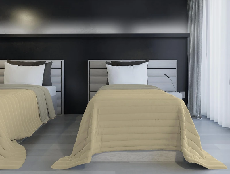 Italian Bed Linen FIRE RESISTANT SUMMER JACKET TWO-TAIA, Taupe/Cream 170 x 270 cm