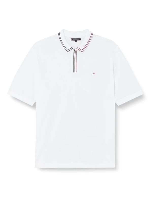 Tommy Hilfiger Men's BT-RWB Zip PLACKT TIPNG R Polo-B S/S, White, 3XL