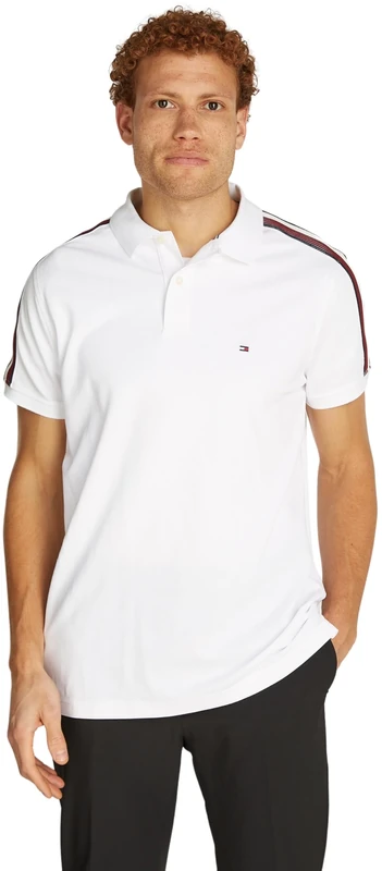 Tommy Hilfiger Men's Regular Fit Short Sleeve Polo Shirt, White (White), XS