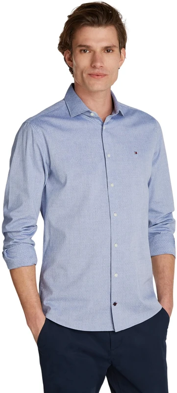 Tommy Hilfiger Men's CL W-Oxford Dobby SF Shirt L/S Shirt, Custom Color Dark Navy, 38W - Image 1