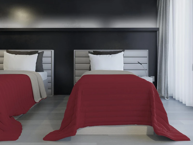 Italian Bed Linen FIRE PROOF SUMMER JACKET TWO-COLORE TAIA, Burgundy/Light Grey 170 x 270 cm
