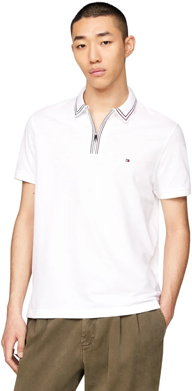 Tommy Hilfiger Men's Regular Fit Short Sleeve Polo Shirt, White (White), S