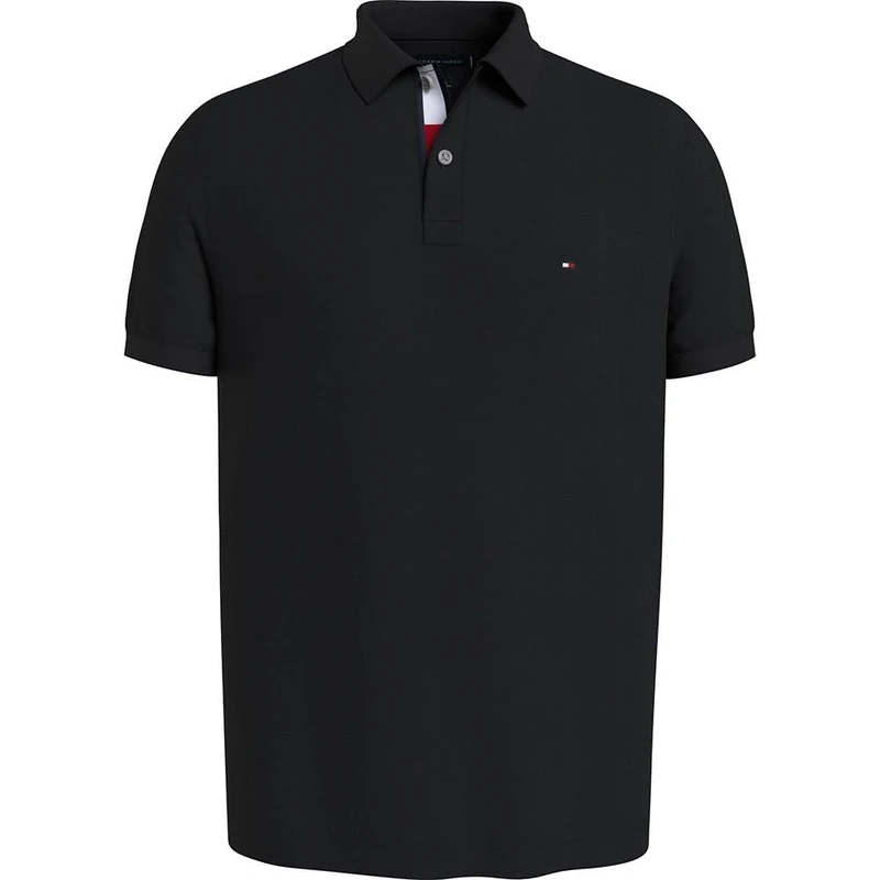 Tommy Hilfiger Men's Regular Fit Short Sleeve Polo Shirt, Black (Black), S