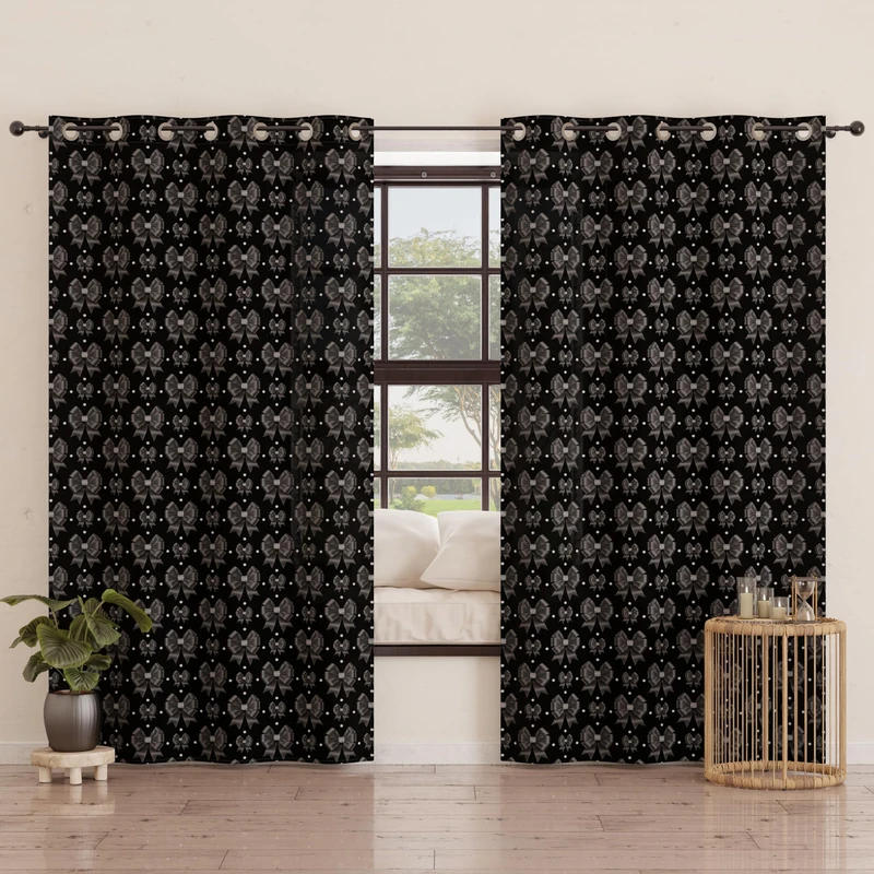 PETTI Artigiani Italiani - Panel Curtains for Interior with Rings 2 Pieces 140 x 280 cm, Blackout Curtain for Bedroom and Living Room, Insulating and Modern, Diamond Bow, 100% Made in Italy