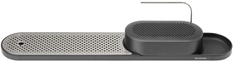Brabantia - SinkStyle Organiser and Drying Tray with Drip Tray and Removable Stainless Steel Plate – Sleek Kitchen Storage Solution – Mineral Infinite Grey