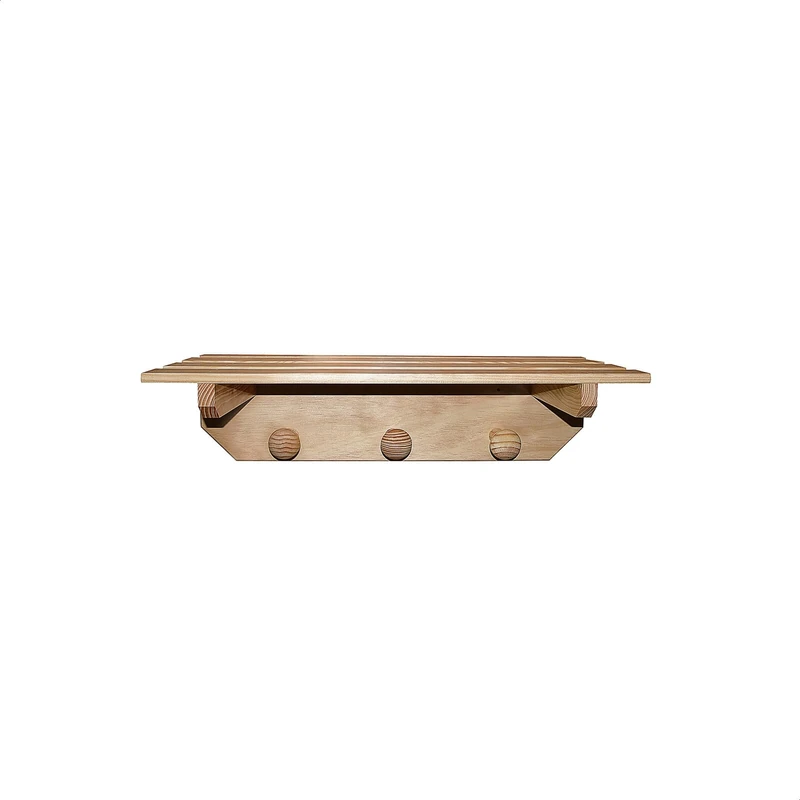 Aranaz Clothes Rack with 3 Knobs without Lacquer 55 x 22 x 16 cm