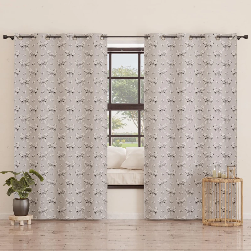 PETTI Artigiani Italiani - Panel Curtains for Interior with Rings 2 Pieces 140 x 280 cm, Blackout Curtain for Bedroom and Living Room, Insulated and Modern, Grey Bow, 100% Made in Italy