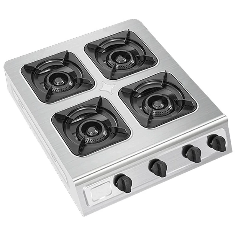 Commercial 4 Hole Gas Stove - Heavy Duty Outdoor Catering Gas Stove with Cast Iron LPG Boiling Ring Burner for Efficient Cooking