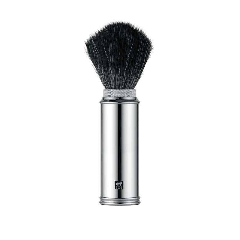 ZWILLING Travel Shaving Brush with Synthetic Hair for Travel, Vegan, Extra Easy Care and Soft Bristles, Silver