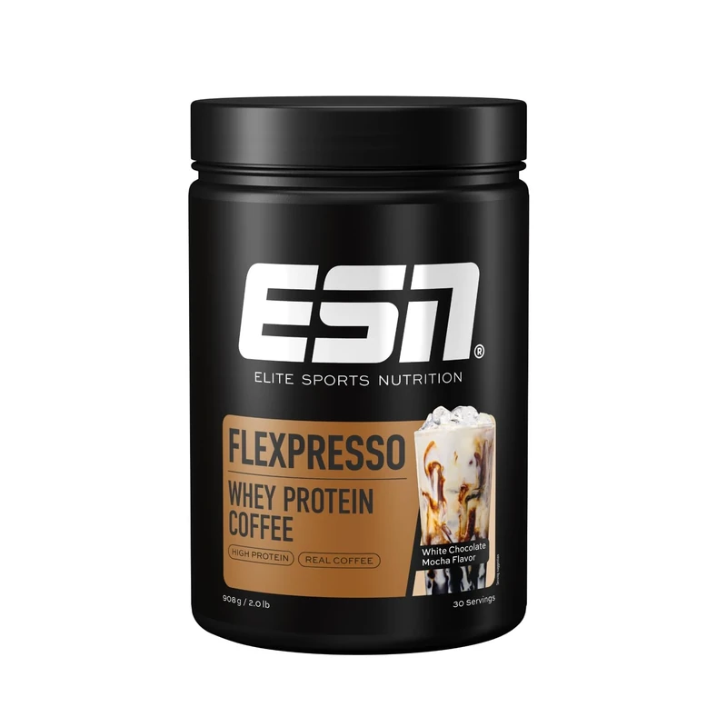 ESN Flexpresso Protein Coffee, White Chocolate Mocha Flavor, 908 g, 2 lbs, 30 Servings - Whey Protein Powder with Real Coffee