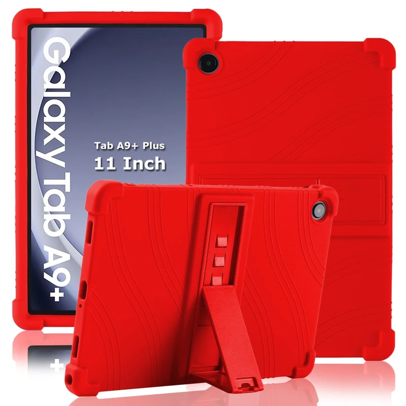 ATOOZ for Samsung Galaxy Tab A11 Plus/A9 Plus Case 11 Inch (SM-X236B/SM-X210/X216/X218),Soft Silicone Kids Case for Samsung A11+/A9+ Tablet 11 Inch 2025 2023 with Stands (Red)