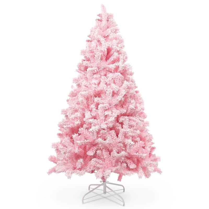 Uten Pink Christmas Tree with 1200 Branch Tips and Foldable Stand for Indoor/Outdoor Decoration