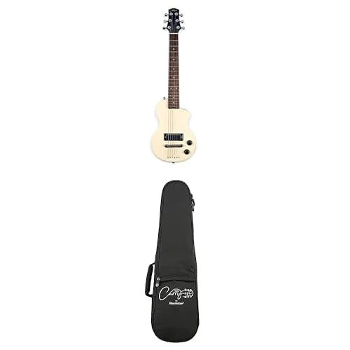 Carry-on Mini Vintage White Electric Guitar + Gig Bag – Travel Size, Ideal for Beginners & Kids