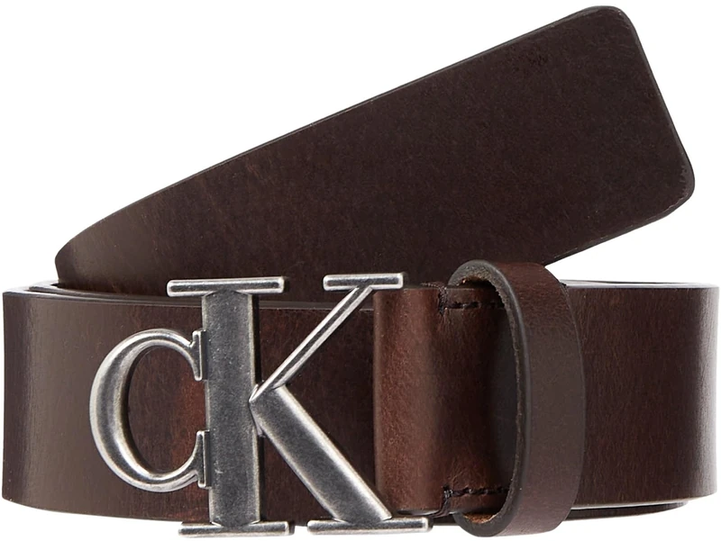 Calvin Klein Jeans Men's Round Mono Plaque Leather Belt, Brown (Bitter Brown), 53,1 inches - Image 1