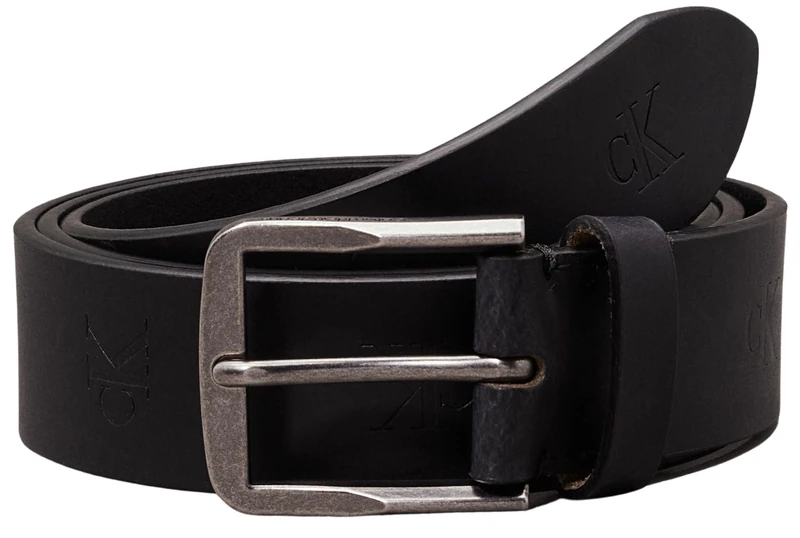 Calvin Klein Jeans Men's Classic Flat 3.5cm Leather Belt, Black (Allover Print), 37,4 inches