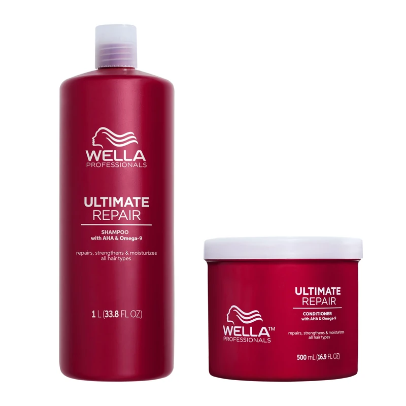 Wella Professionals Repair and Rebuild Professional Hair Care Duo for All Types of Hair Damage, Ultimate Repair Shampoo 1L and Conditioner 500ml Bundle