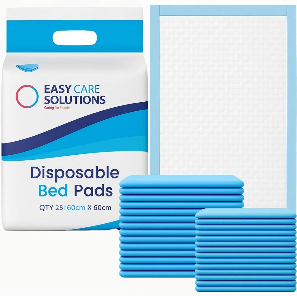 50 x Easy Care Solutions 60 x 60 cm | Disposable Incontinence Bed Pads, Underpads, Bed Mats, Mattress Protectors, Incontinence Pads, Waterproof Bed Sheets for Every person | 2 Packs of 25
