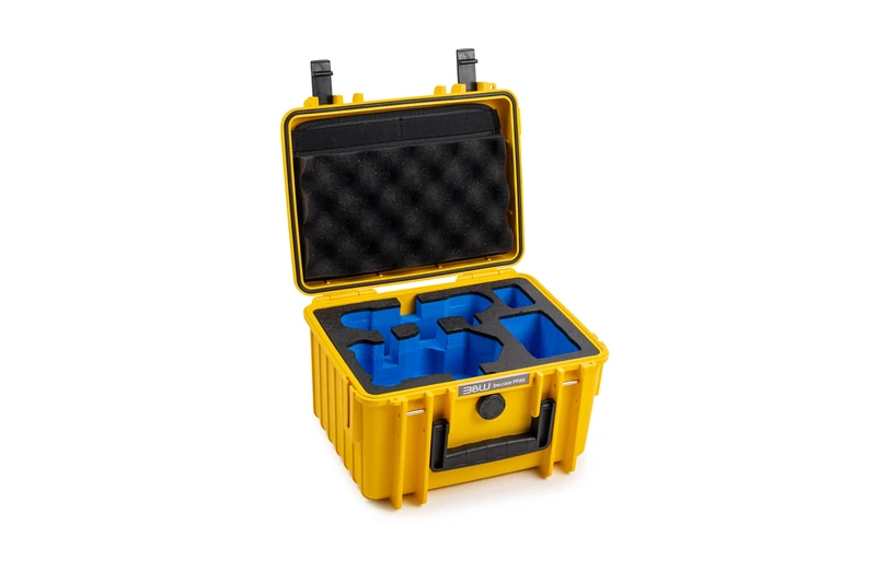 B&W International B&W Outdoor Transport Case for DJI Mini 4 Pro Drone and Fly More Combo - Type 2000 Yellow - Waterproof According to IP67 Certification, Dustproof, Shatterproof and Indestructible