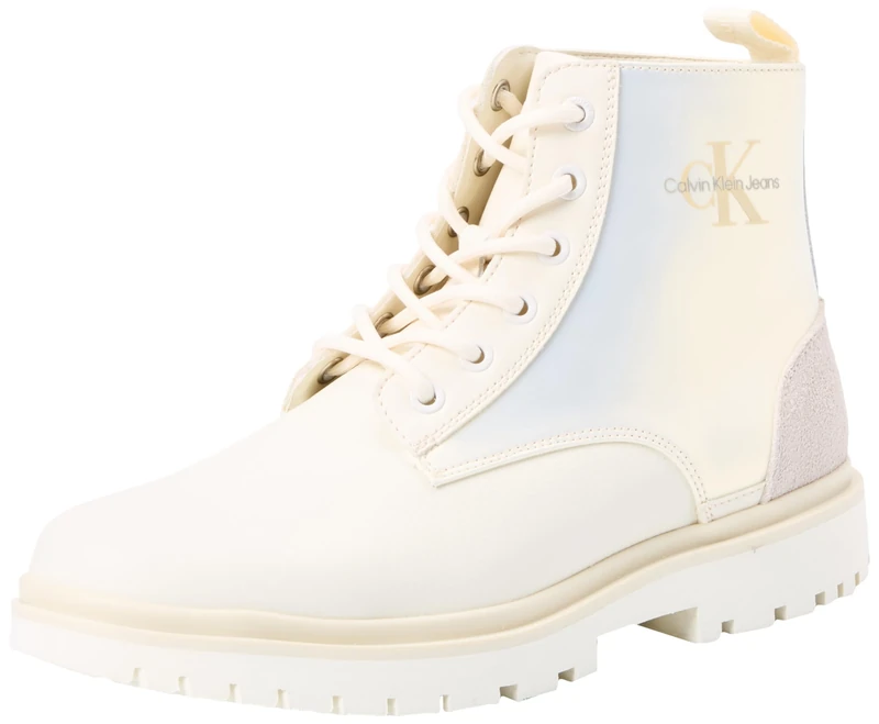 Calvin Klein Jeans Women EVA BOOT MID LACE UP MTR, Creamy White/Eggshell, 37 EU