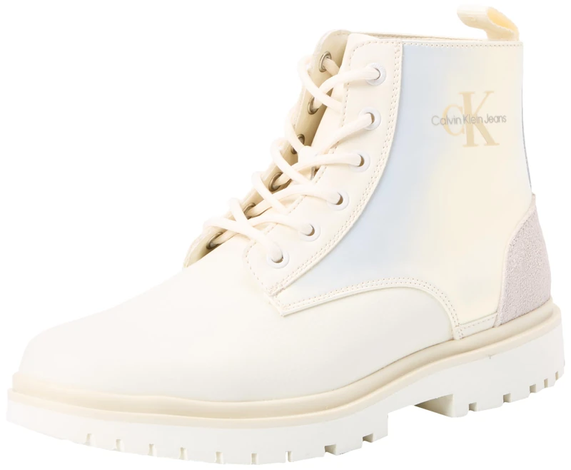 Calvin Klein Jeans Women EVA BOOT MID LACE UP MTR, Creamy White/Eggshell, 38 EU