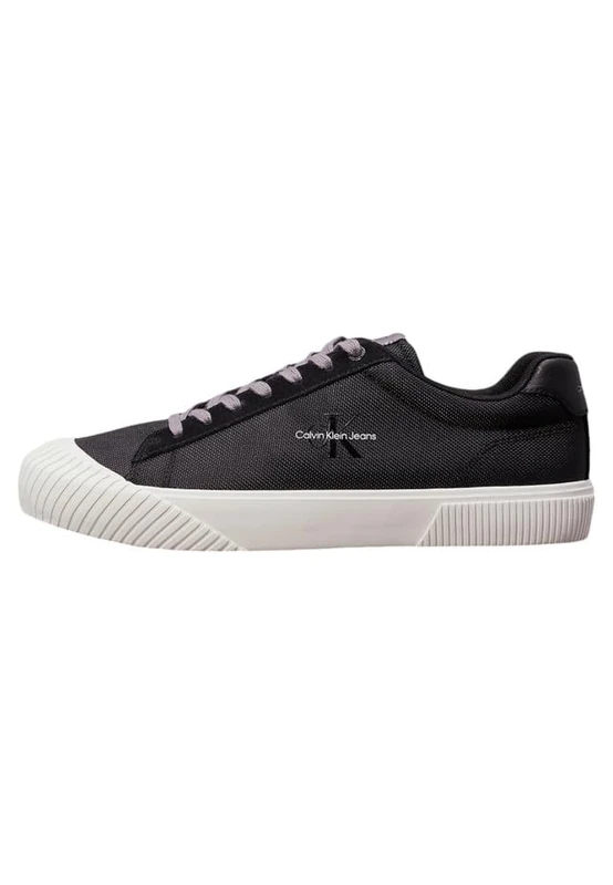 Calvin Klein Jeans Men's Vulcanised Skater Shoes, Black (Black/Bright White), 8