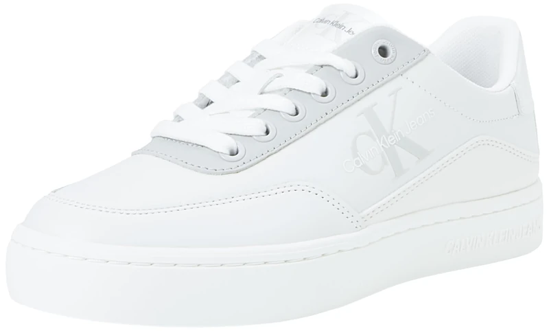 Calvin Klein Jeans Women's Cupsole Leather Trainers, Multicolor (Bright White/Creamy White/Oyster M), 7