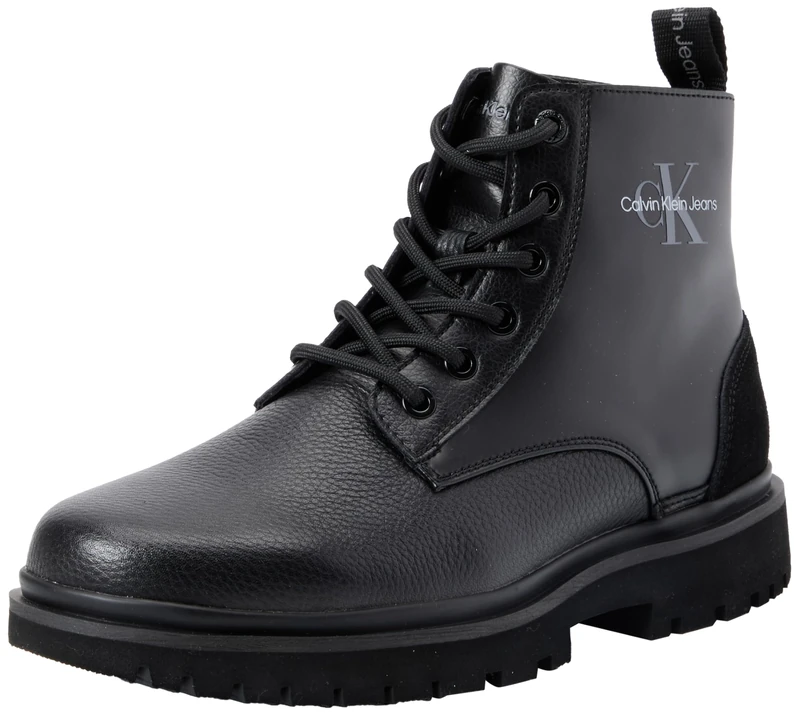 Calvin Klein Jeans Women EVA BOOT MID LACE UP MTR, Triple Black, 38 EU