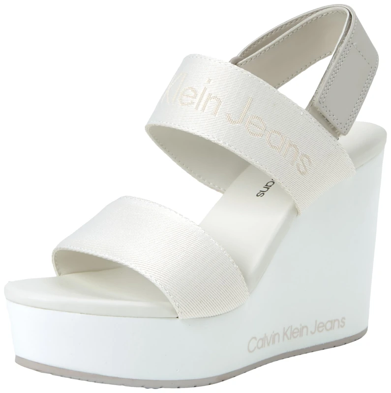 Calvin Klein Women's Wedge Sandals, White (Creamy White/Eggshell), 7
