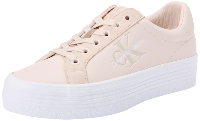 Calvin Klein Jeans Women's Flatform Low Top Vulcanised Trainers, Pink (Whisper Pink/White), 7