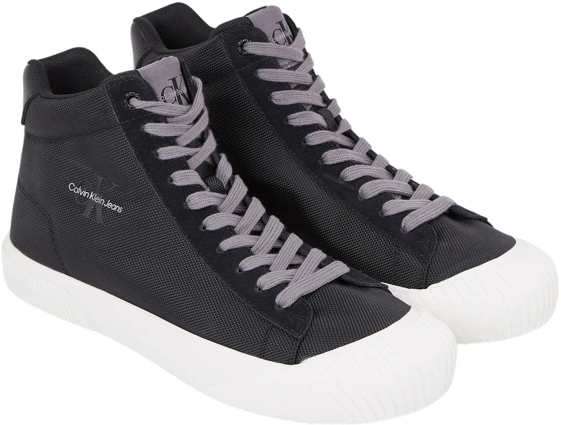 Calvin Klein Jeans Men's Vulcanised Skater Shoes, Black (Black/Bright White), 6