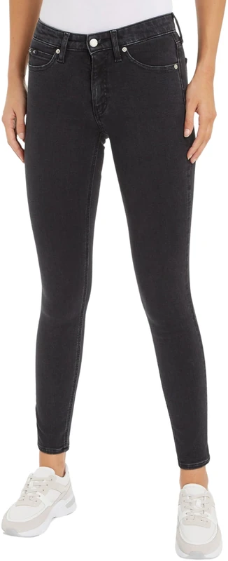 Calvin Klein Jeans Women's Mid Rise Skinny Fit Jeans, Blue (Denim Black), 24W/30L